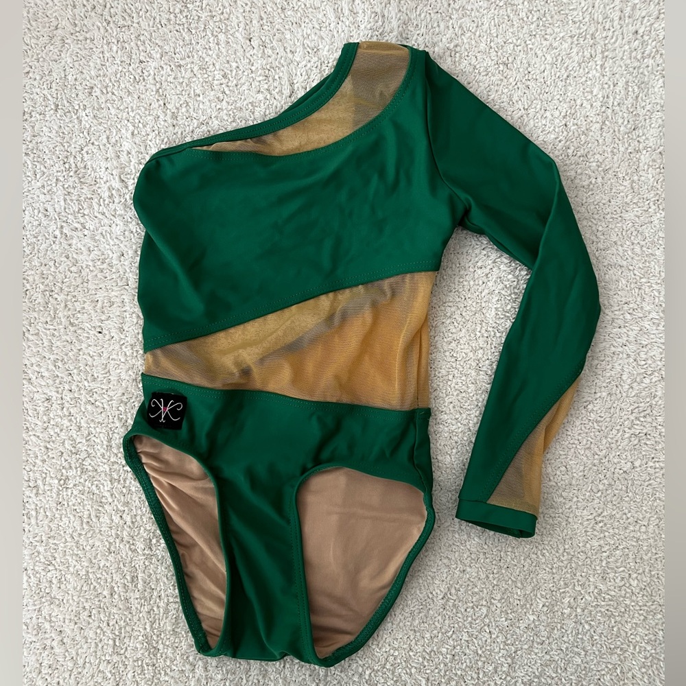 Kandi Kouture green leotard one sleeve child small